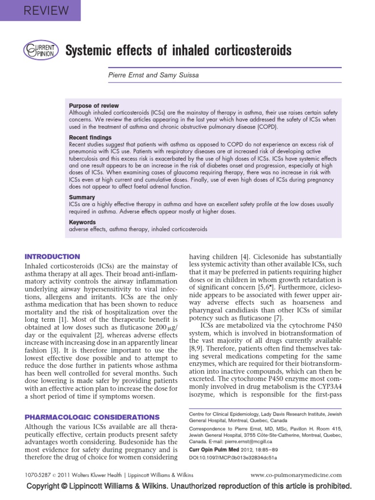 Systemic Effects of Inhaled Corticosteroids: Review | PDF | Asthma ...
