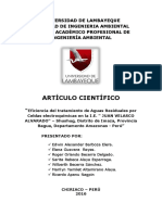 Eficiencia Del Tratamiento de Aguas Residuales Por Celdas Electroquímicas en La I.E. JUAN VELASCO ALVARADO - Shushug, Distrito de Imaza, Provincia Bagua, Dpto Amazonas - . 8 Publicado