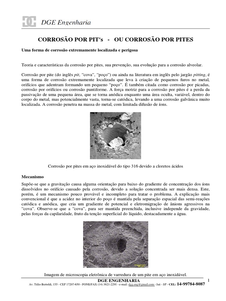 Corrosão Por Pit | PDF | Corrosão | Liga