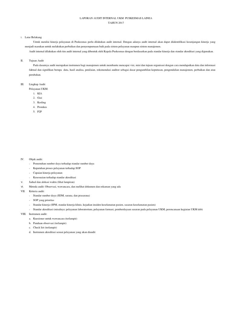 Laporan Audit Internal Ukm Puskesmas