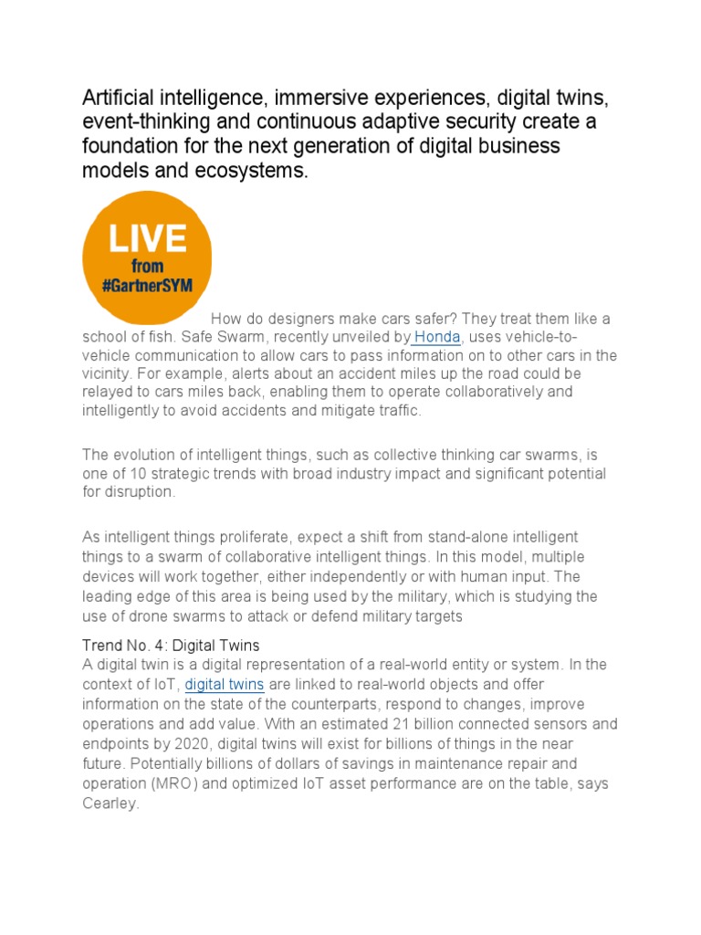 Future of AI: Digital Twins & Intelligent Swarms | PDF | Artificial ...