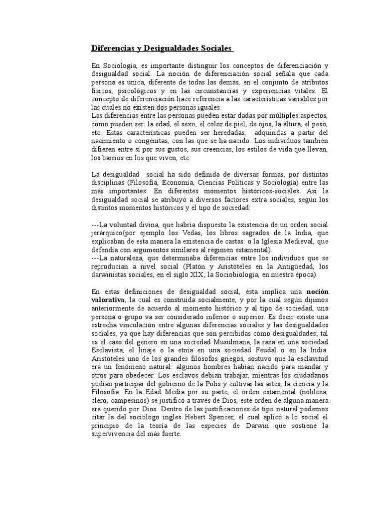 Diferencias y Desigualdades Sociales | PDF | Desigualdad social ...