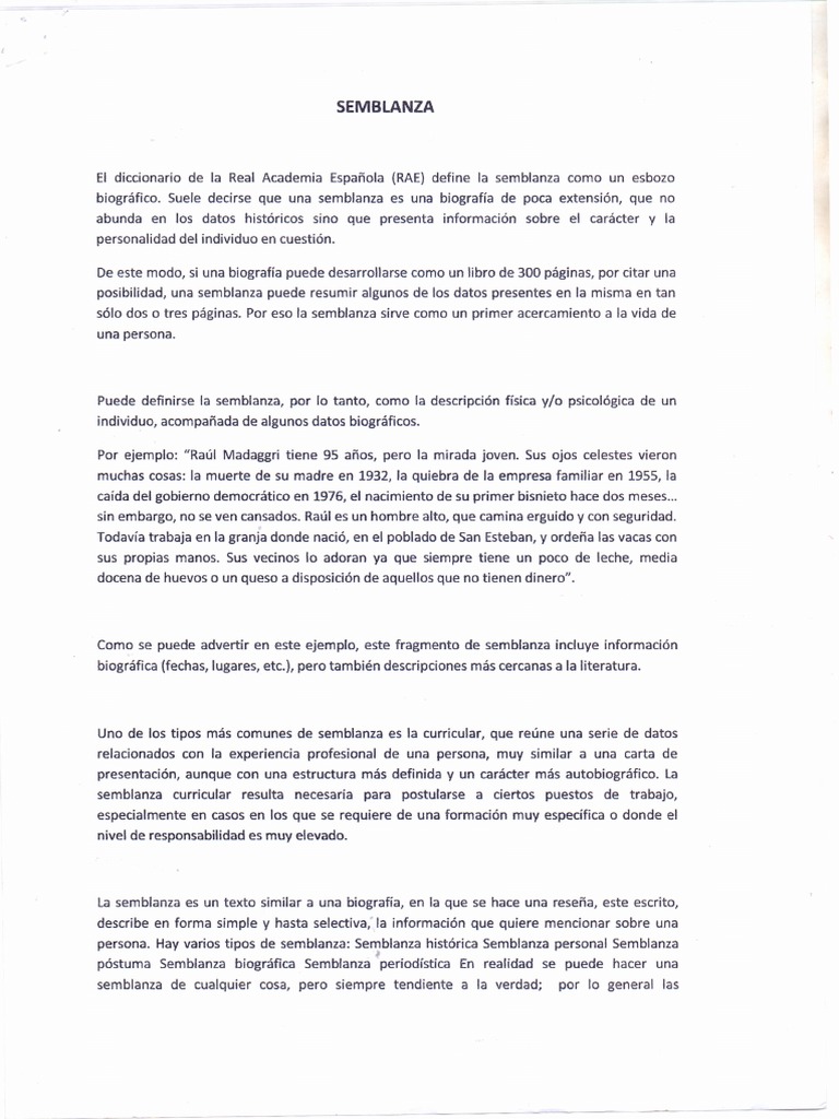 Ejemplo De Semblanza De Una Persona Ejemplo Sencillo Semblanza De Mi