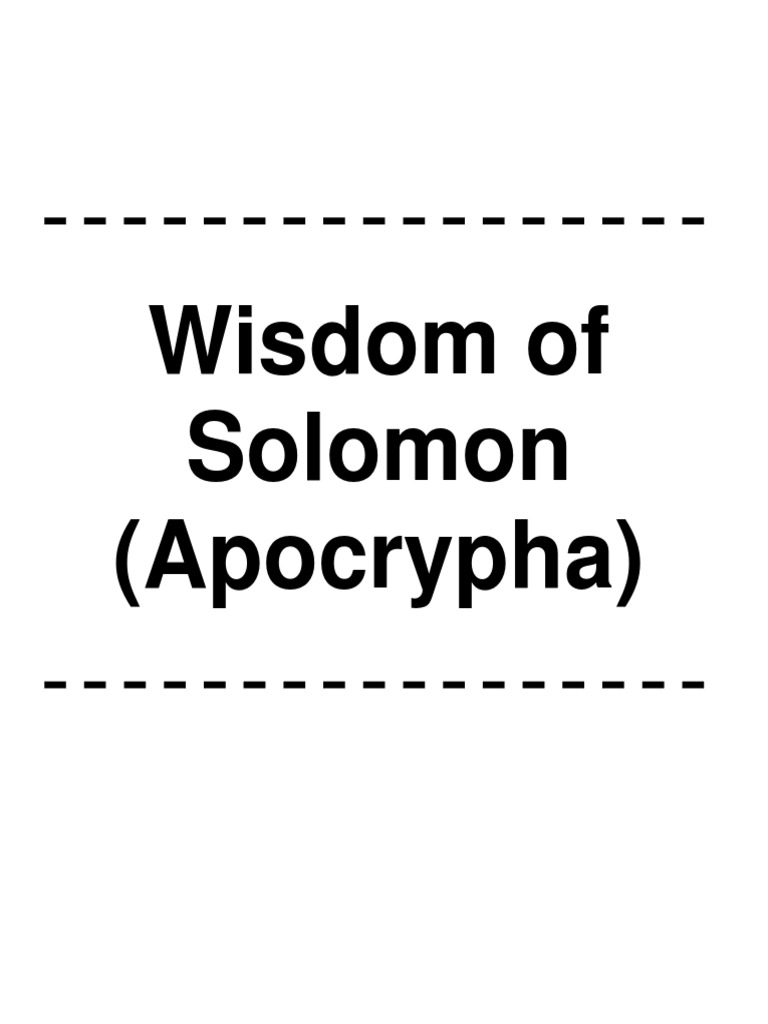Wisdom of Solomon Apocrypha) A.I PDF Wisdom Last Judgment