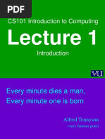 Introduction To Computing - CS101 Power Point Slides Lecture 01.pps