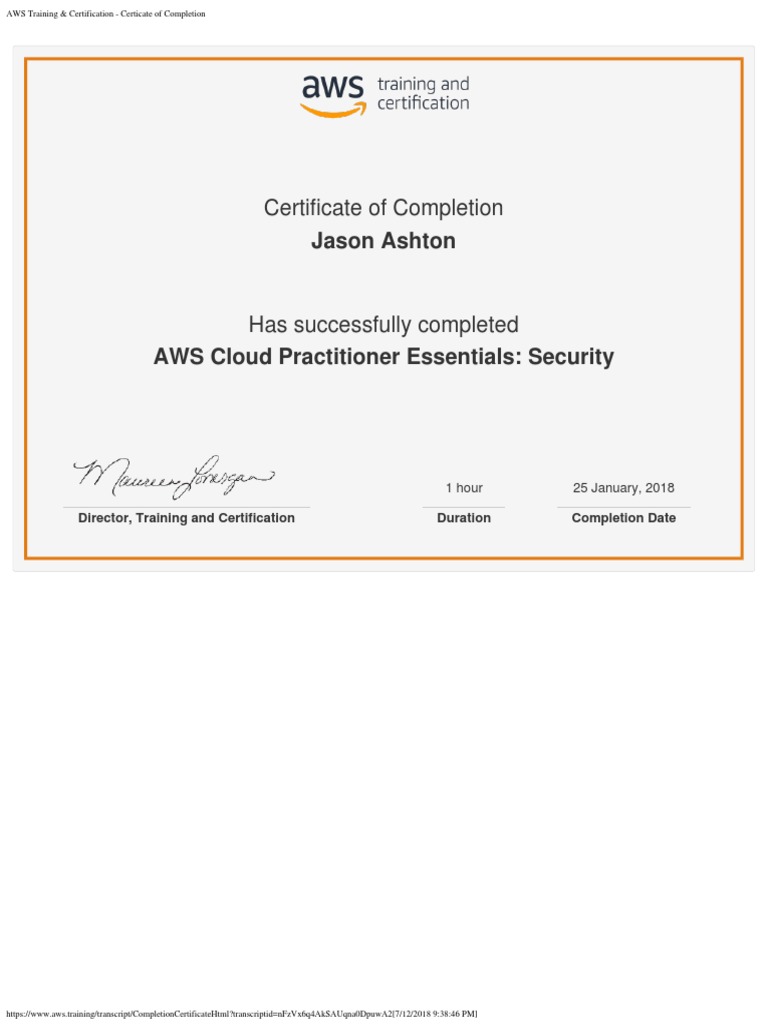aws cloud practitioner essentials certificate