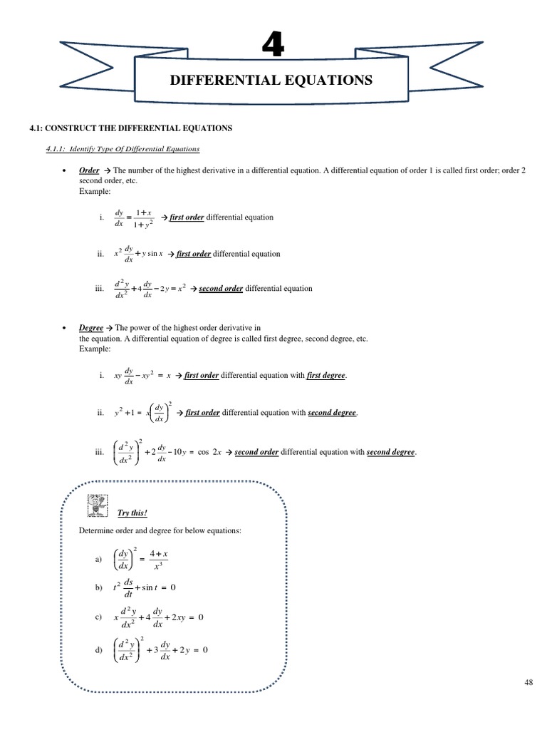 Differential Equations Equations Differential Calculus