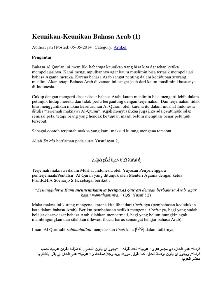 Keunikan Bahasa Arab Pdf