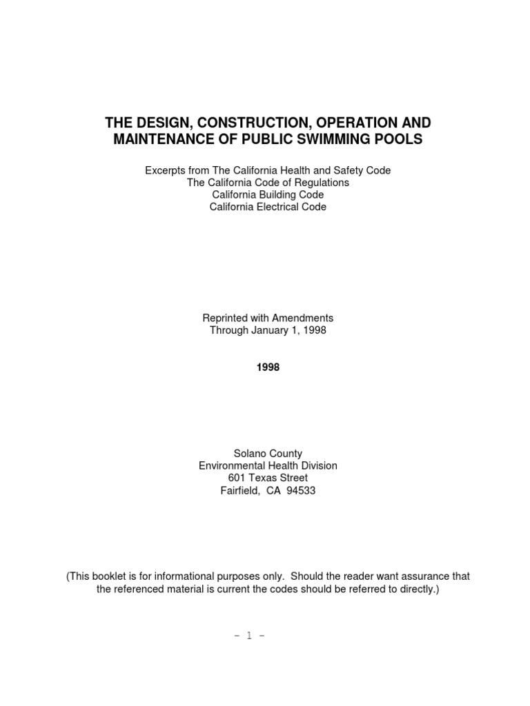 CA Swimming Pool Code PDF Building Code Swimming Pool