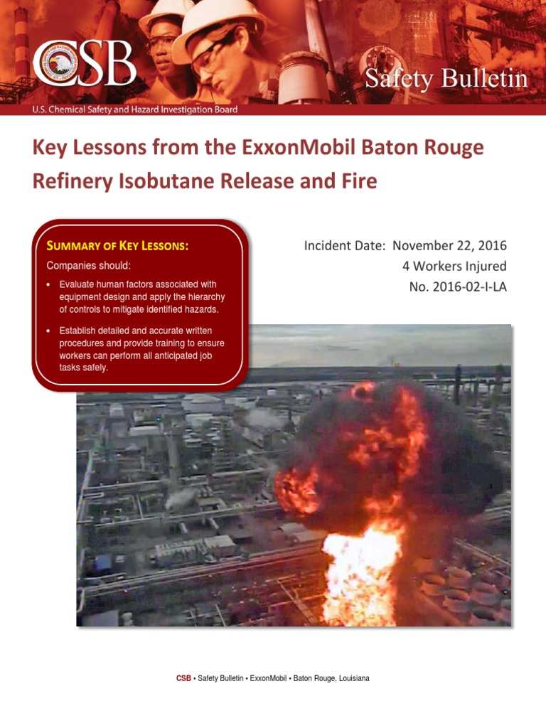 ExxonMobil Baton Rouge Safety Lessons | PDF | Valve | Safety
