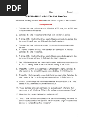 Series Parallel Circuits Worksheet 02 Series And Parallel Circuits Resistor