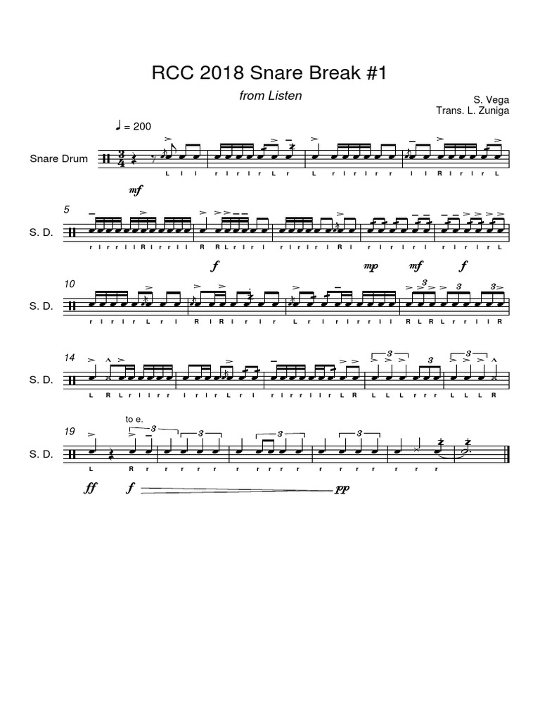 RCC 2018 Snare Break Notation | PDF