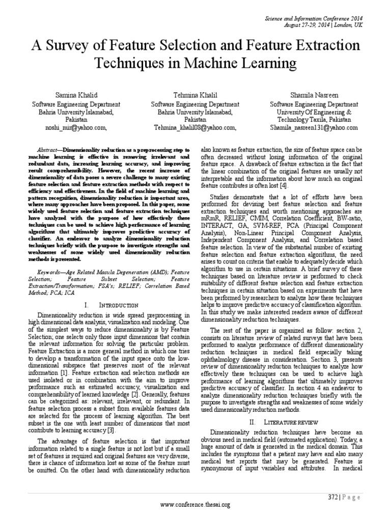 Feature Selection and Extraction in ML | PDF | Principal Component ...