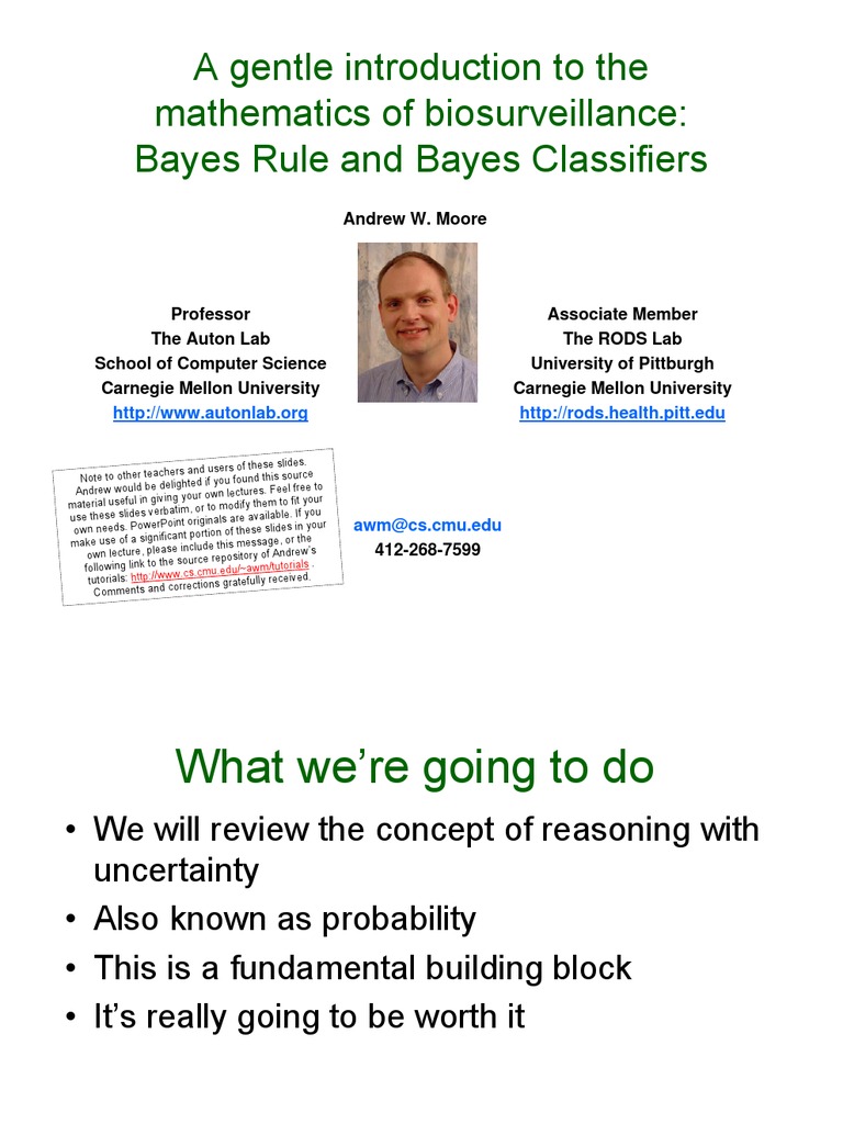Introduction to Bayes Theorem in Biosurveillance | PDF | Bayesian ...