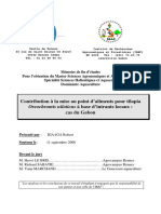 Contribution À La Mise Au Point D Aliments Pour Tilapia Oreochromis Niloticus À Base D Intrants Locaux - Cas Du Gabon