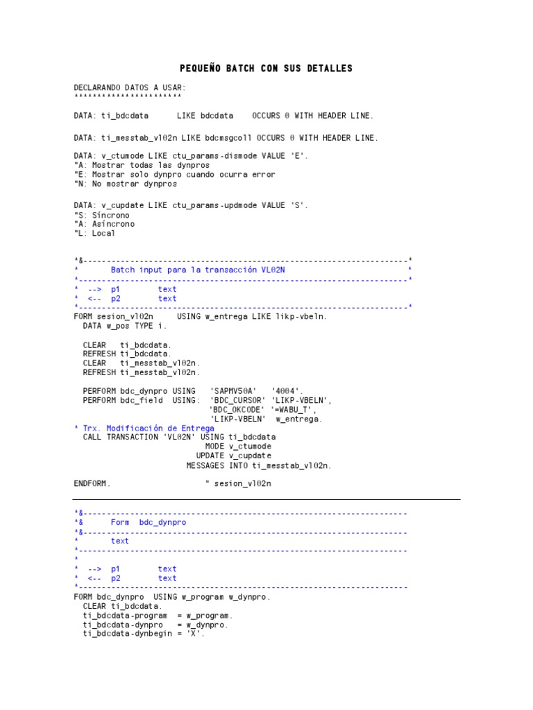 Batch Input para Transacción VL02N | PDF | Business