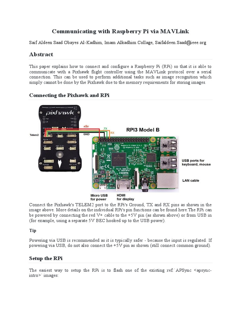 Connecting Raspberry Pi to Pixhawk via MAVLink | PDF | Sudo | Command ...