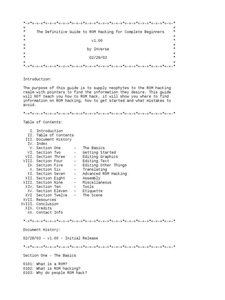 The Definitive Guide To Rom Hacking For Complete Beginners | PDF ...