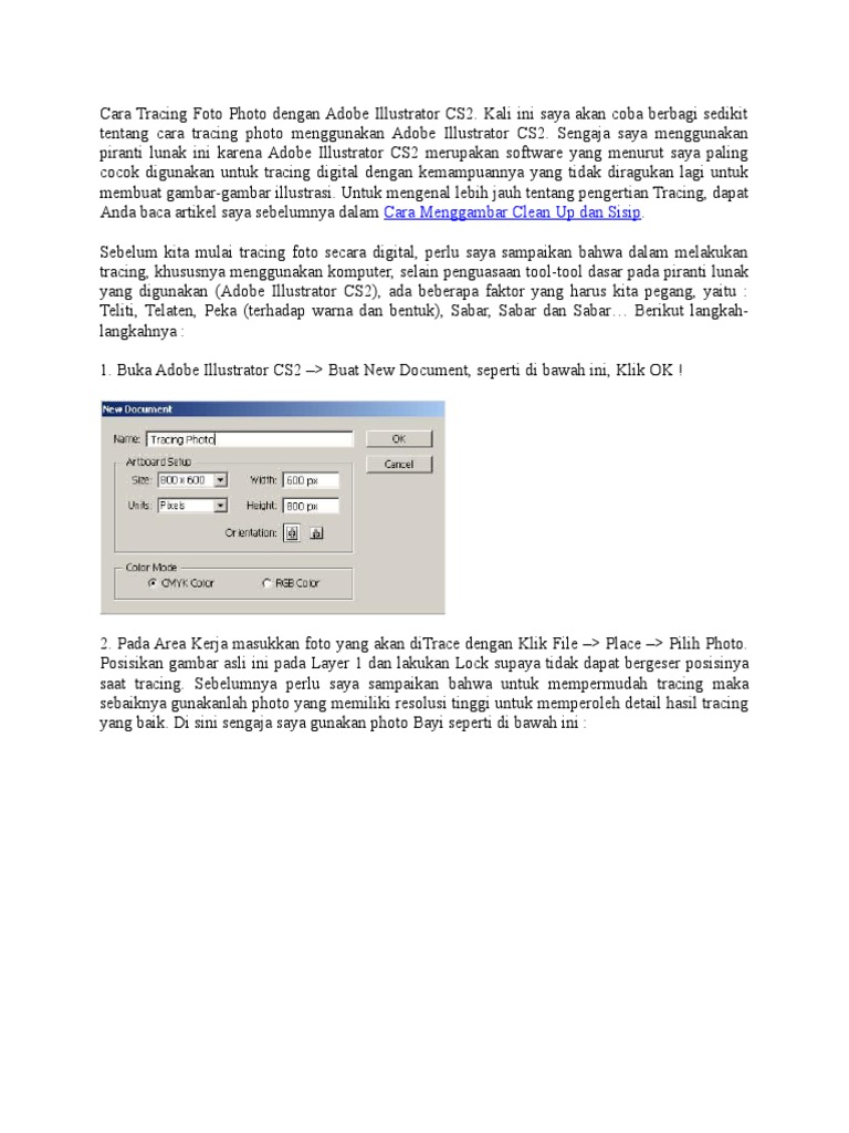 Cara Tracing Foto Photo Dengan Adobe Illustrator CS2 | PDF
