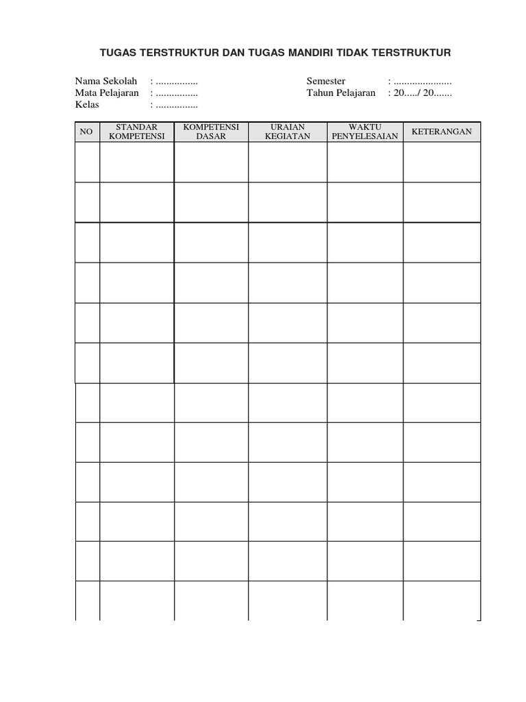 Format Tugas Terstruktur Dan Tidak Terstruktur | PDF
