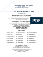 Certificate of Dedication: Keifer John S. Cauguiran