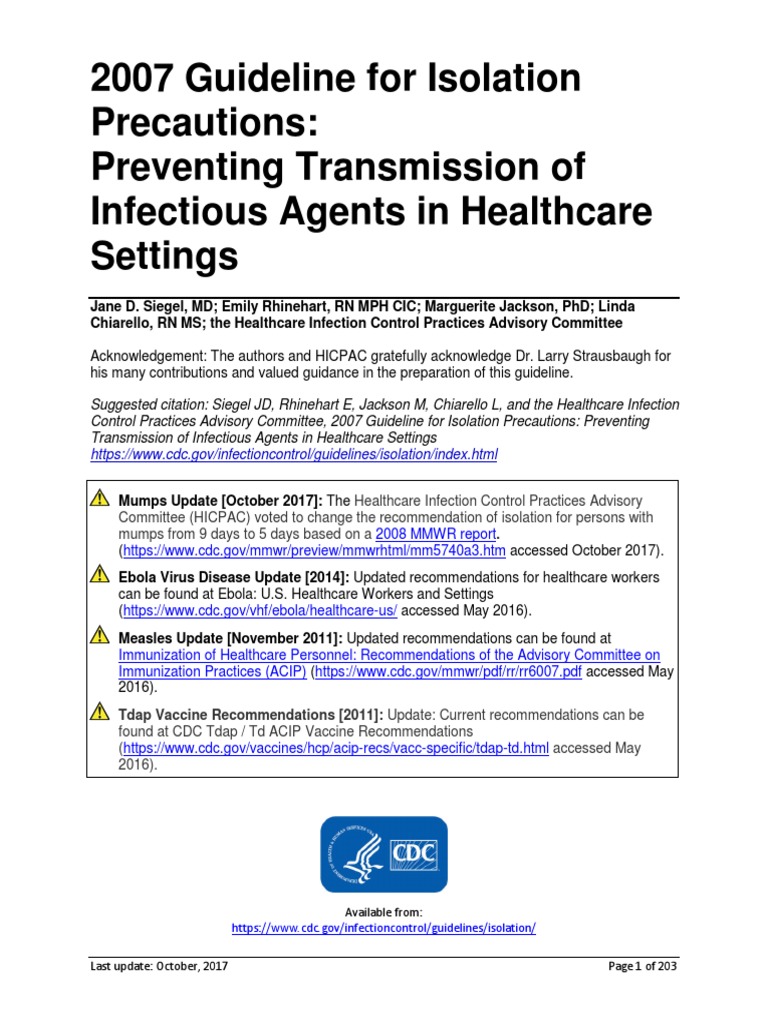 Isolation Guidelines PDF | PDF | Infection Control | Transmission ...