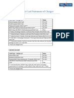 Debit Card Statement of Charges: Savings Account