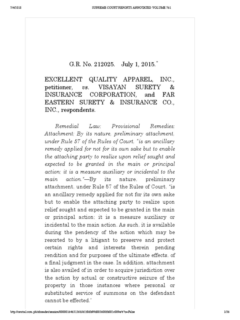 8. Excellent Quality Apparel, Inc.vs. Visayan Surety & Insurance