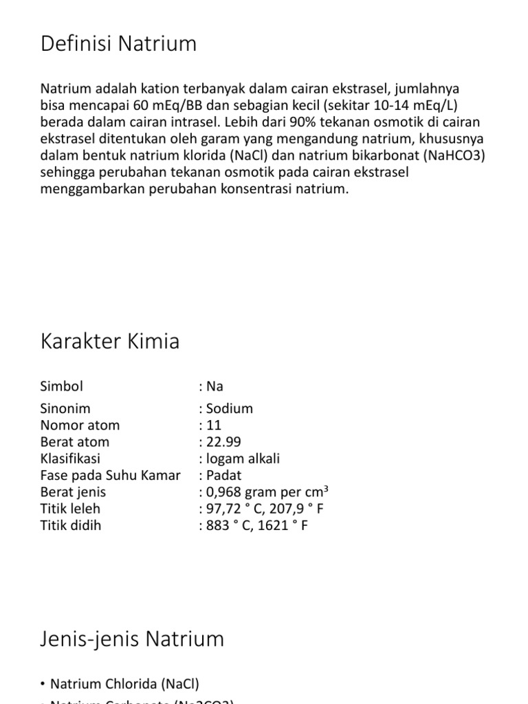 Definisi Dan Karakter Natrium Pdf