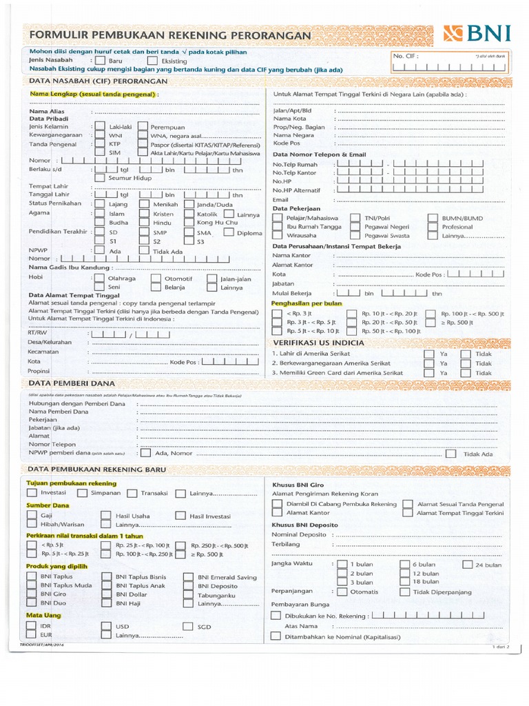 Form Pembukaan Rek Pdf