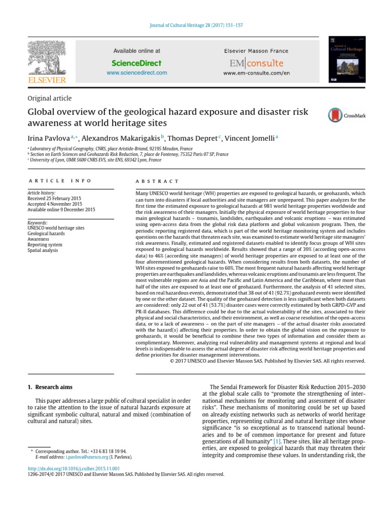 Global of The Geological Hazard Exposure and Disaster Risk Awareness at ...
