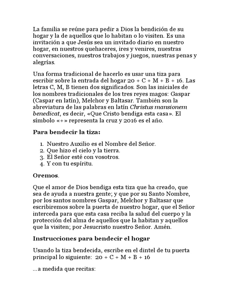 Bendicion Casa 6 de Enero PDF Cristo (título) Oración