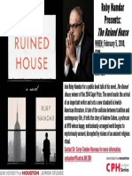 The Ruined House: When: February 5, 2018, 6Pm Where: Mcelhinney Hall, RM: 108