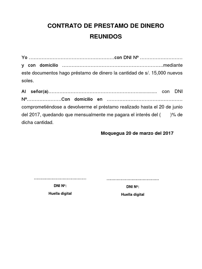 Contrato de Prestamo de Dinero | PDF