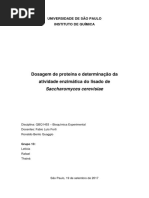 Dosagem de Proteína e Determinação Da Atividade Enzimática Do Lisado de Saccharomyces Cerevisiae