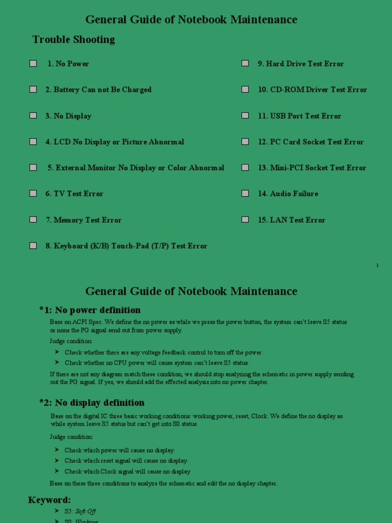 Notebook Maintenance and Troubleshooting Guide | PDF | Laptop ...
