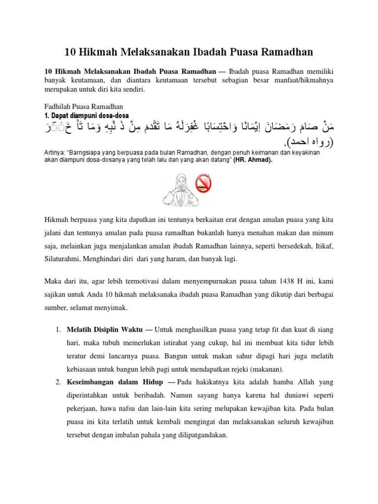 10 Hikmah Melaksanakan Ibadah Puasa Ramadhan