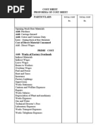 Cost Sheet Proforma of Cost Sheet Particulars: Closing Stock of Raw Materials