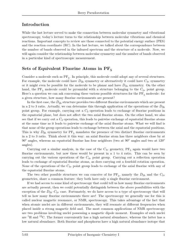Berry Pseudorotation PDF Nuclear Resonance Molecules