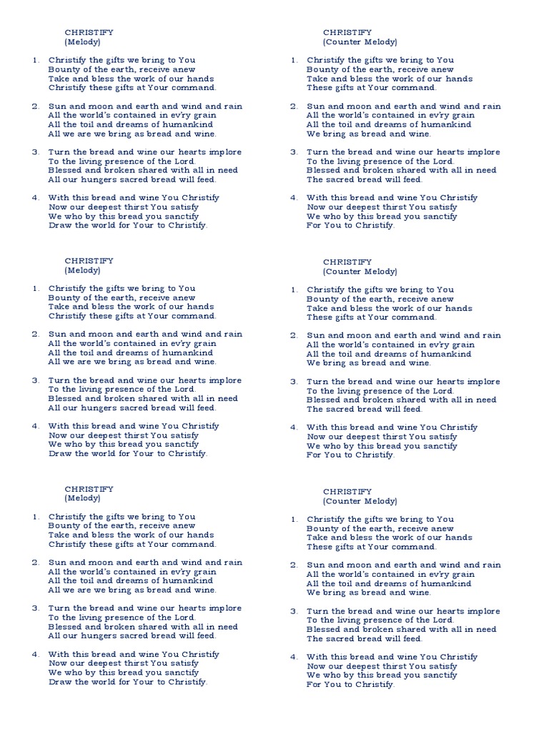 Christify Lyrics | Eucharist | Religious Behaviour And Experience