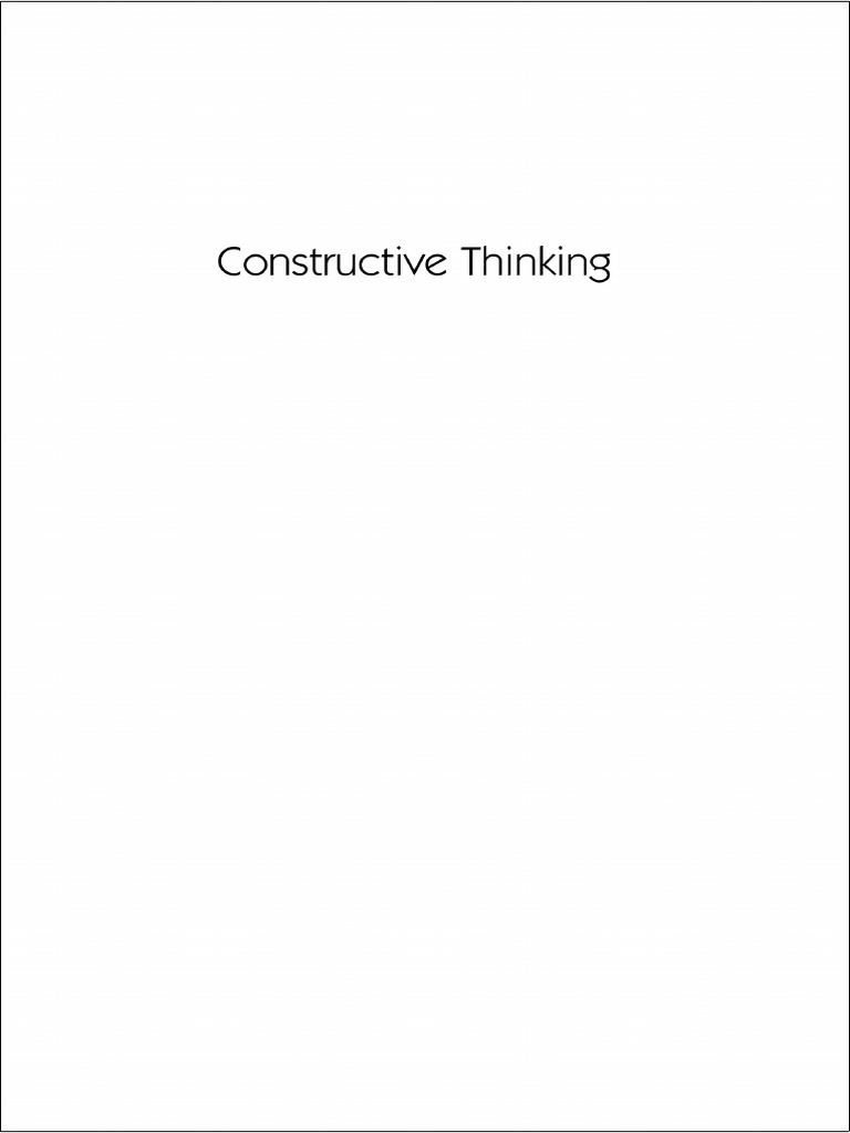 Constructive Thinking - The Key To Emotional Intelligence PDF | PDF