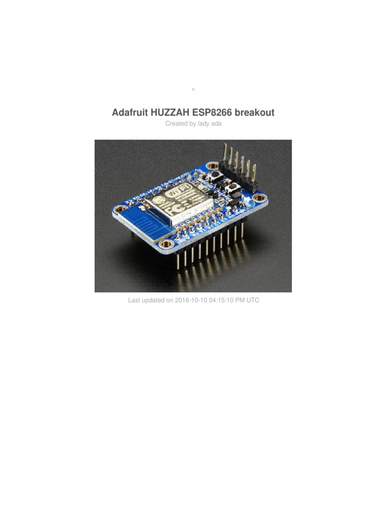 Adafruit Huzzah Esp8266 Breakout Pdf Arduino Usb