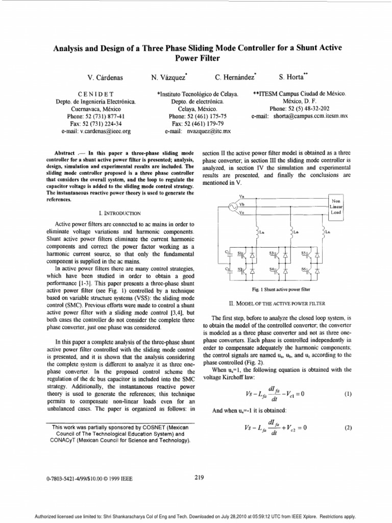 Analysis and Design of A Three Phase Sliding Mode Controller For A ...