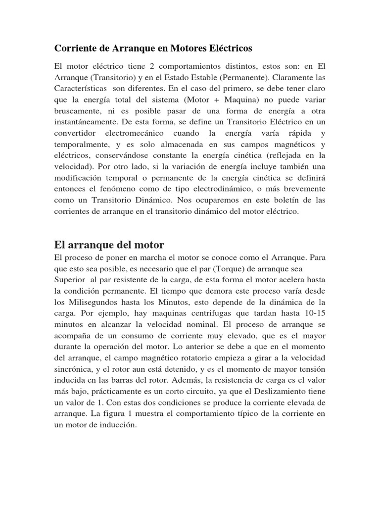 Corriente de Arranque en Motores Eléctricos | PDF | Corriente eléctrica ...