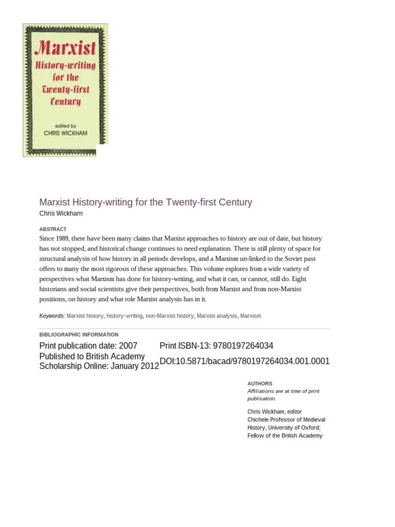Marxist History-Writing For The Twenty-First Century | PDF | Marxism ...