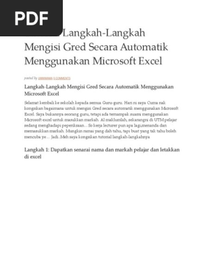 Tutorial Langkah Mengira Gred Peperiksaan Pdf