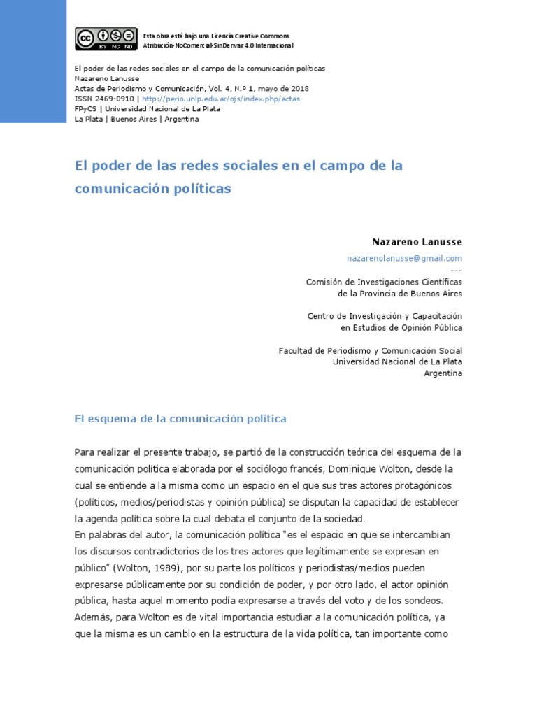 El Poder de Las Redes Sociales en La Comunicación Política PDF | PDF ...