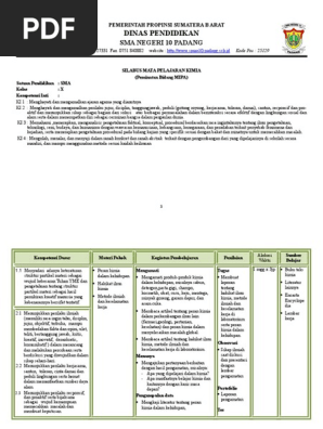 Silabus Kimia Kelas X Revisi 2017 Pdf