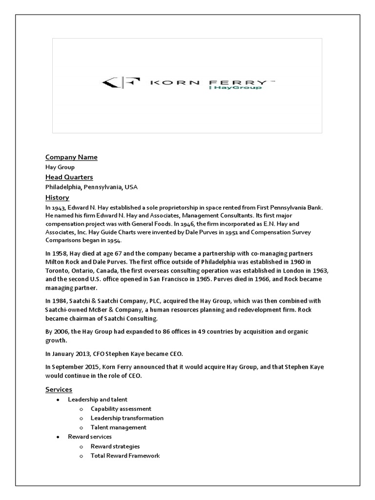 Korn Ferry Acquires Hay Group Overview | PDF | Business | Economies