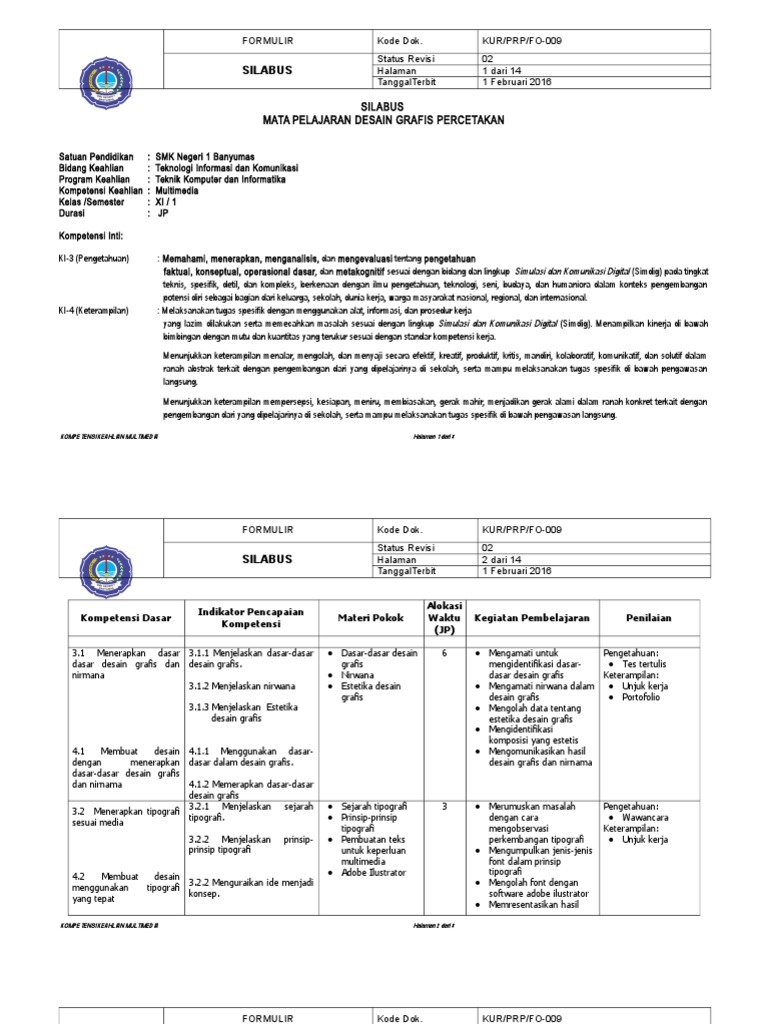 Silabus Desain Grafis Percetakan Kelas Xii Silabus Desain Grafis Percetakan Kelas Xii